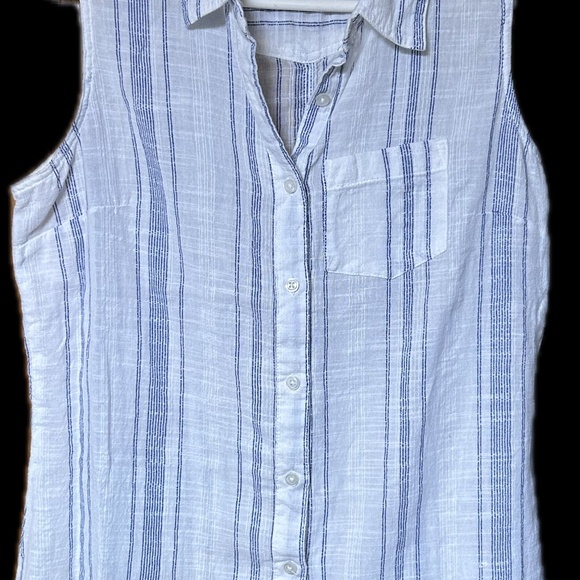 Cotton Summer Shirt, Sleeveless Striped Shirt - Picture 3 of 3